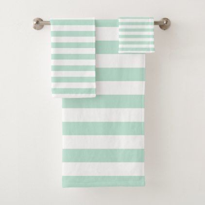 Mint Stripe Bath Towel Set
