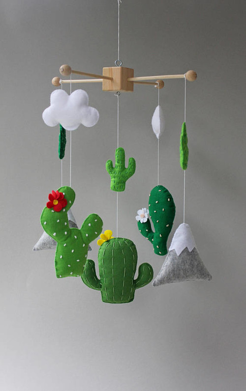 mobile baby baby mobile nursery mobile cactus