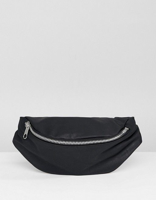Monki faux leather belt bag in black at asos.com
