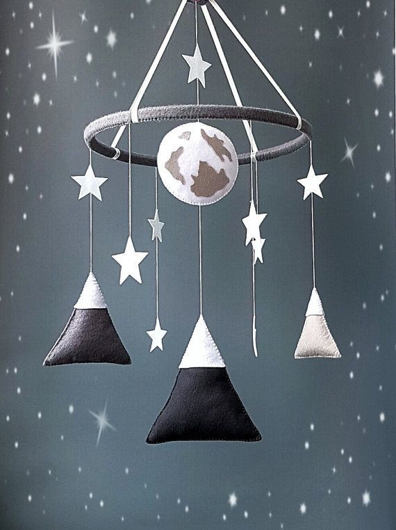 Mountains baby mobile black Grey white crib