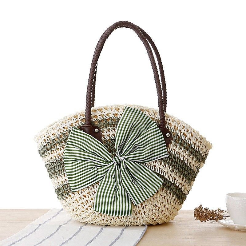 Olive and Beige Stripes Tote Bag