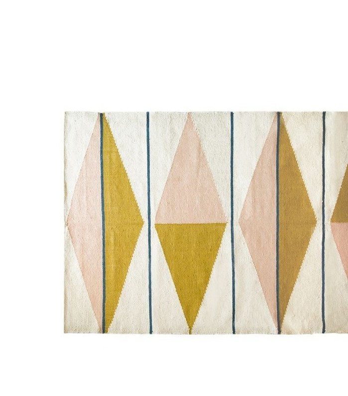 Olive Green and Pink Geometric Carpet