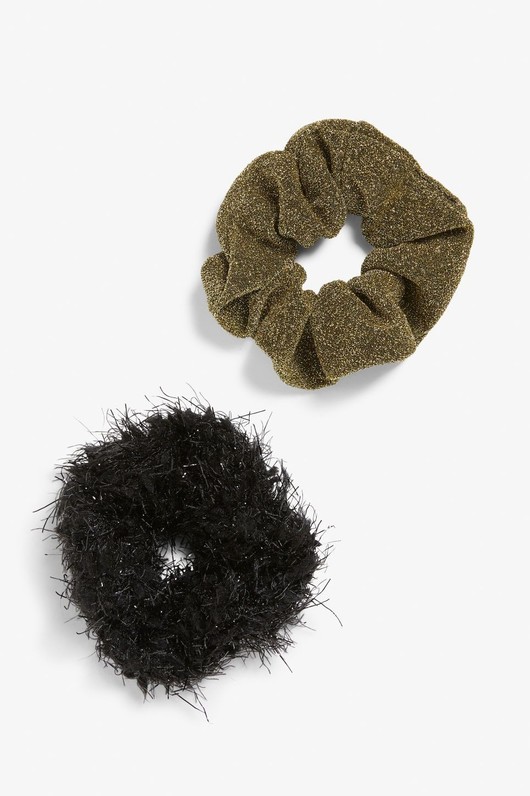 Pack of two scrunchies - Golden metallic and black