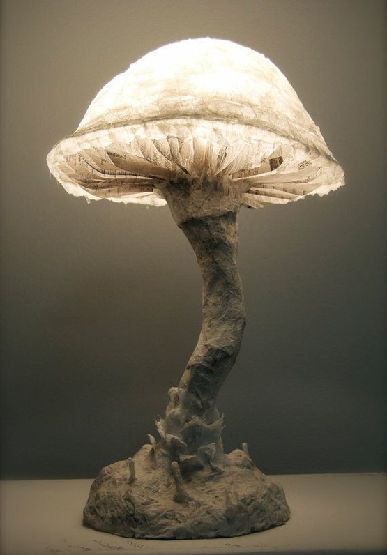 Paper Mache Mushroom Lamp
