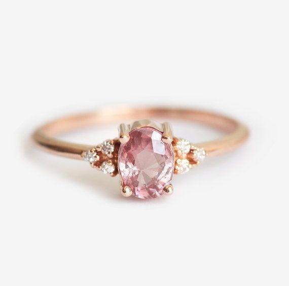 Peach Sapphire Ring Rose Gold