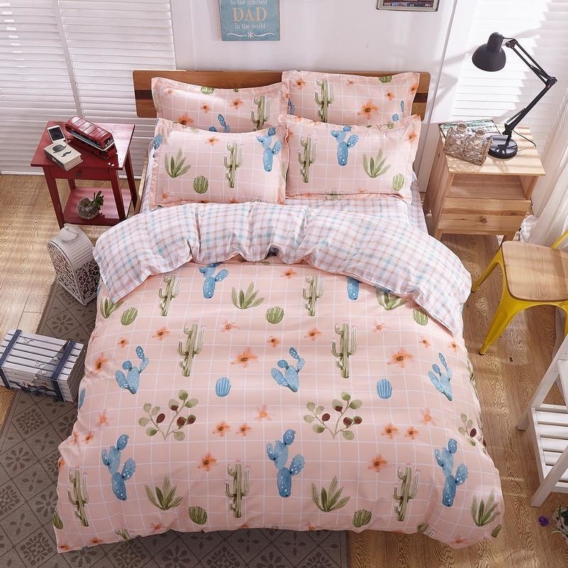 Peach with Green and Blue Cactus Bedding