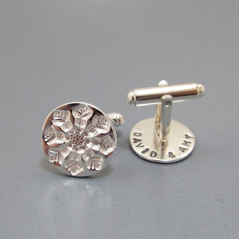 Personalised Silver Snowflake Cufflinks