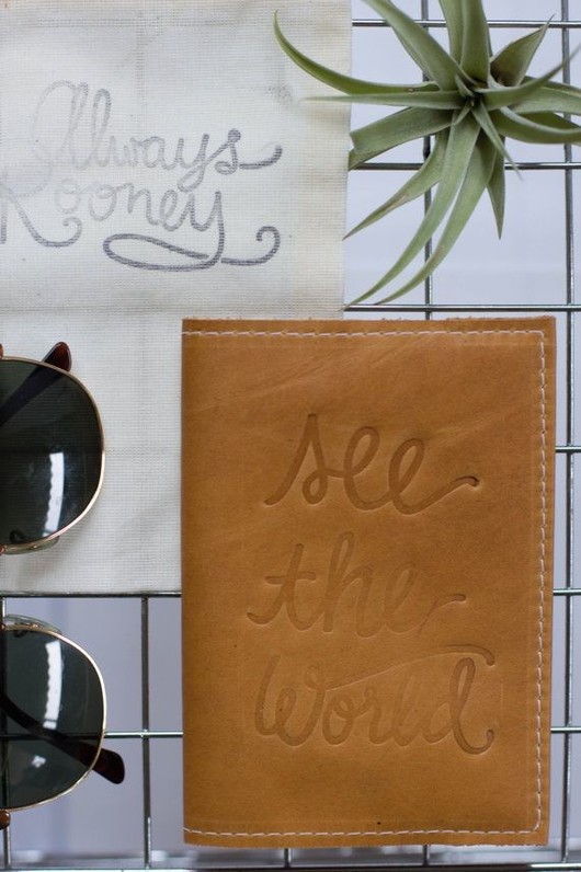 Personalized Embossed Leather Passport Cover