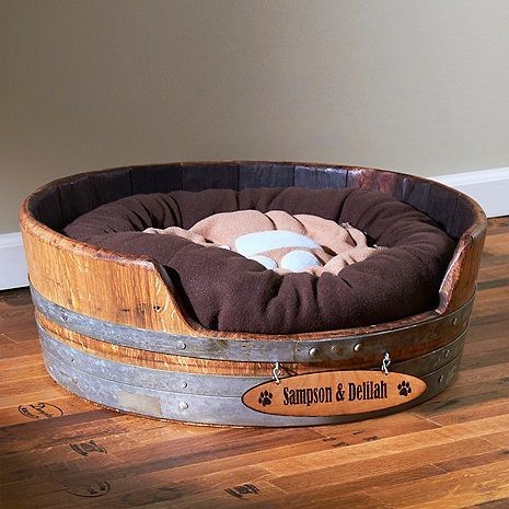 Personalized Wine Barrel Pet Bed Small