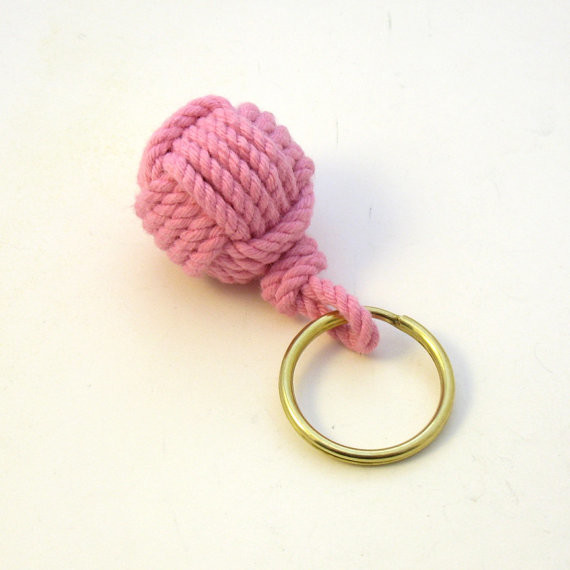 Pink Cotton Monkey`s Fist Keychain