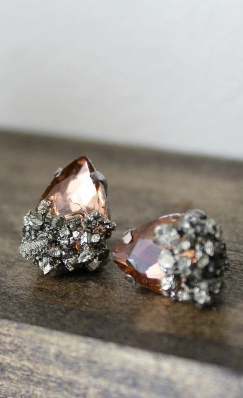 Pyrite earrings - champagne teardrop earrings