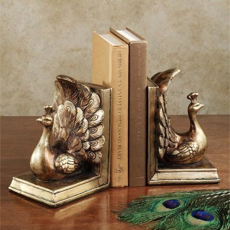 Regal Peacock Decorative Bookend Pair
