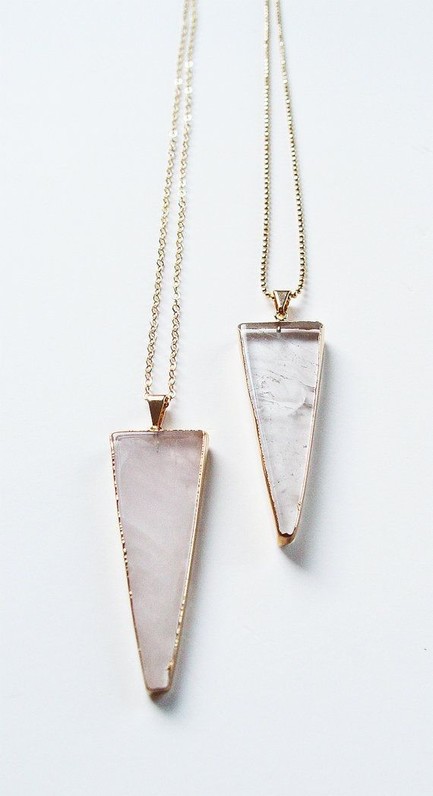Rose Quartz Triangle Necklace