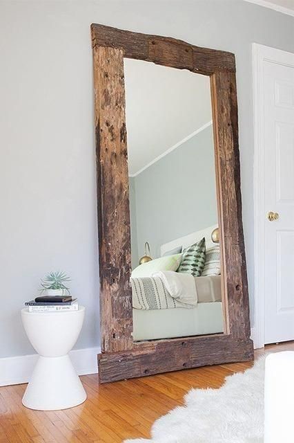 Rustic Reclaimed Wood Floor Mirror