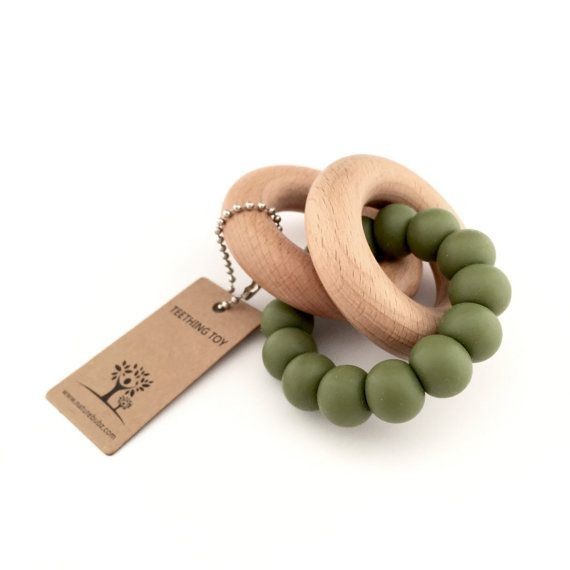 SCANDI Silicone + Beech | Baby Rattle Teether