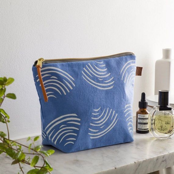 Screen Printed Linen Wash Bag