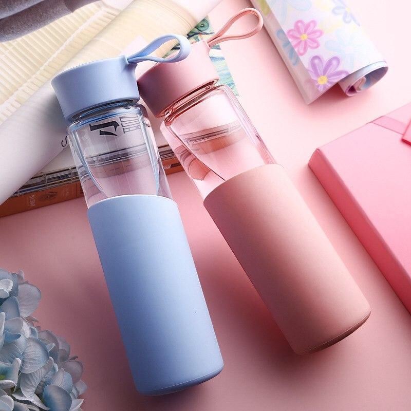 Silicone Grip Glass Water Bottle