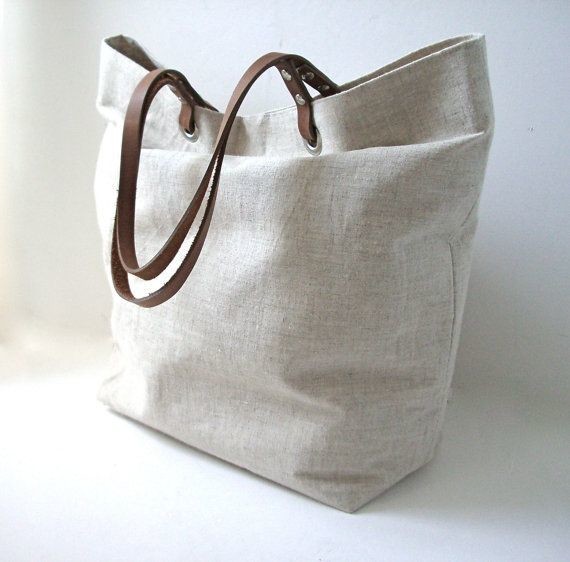Simple Tote Bag in Natural Linen
