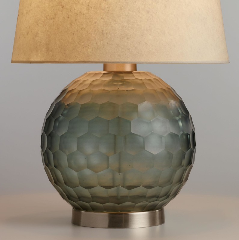 Smoke Gray Faceted Glass Orb Freya Table Lamp