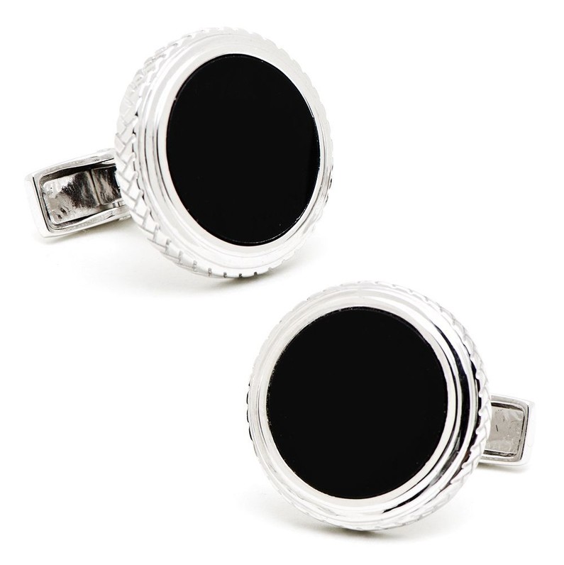 Sterling Round Onyx Opus Cufflinks