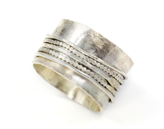 Sterling silver wide spinner ring
