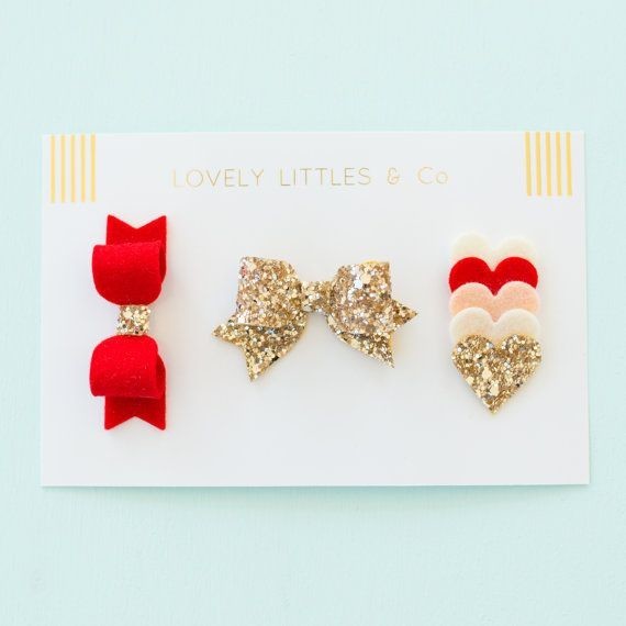 Tallulah Red Felt hair bow clip set