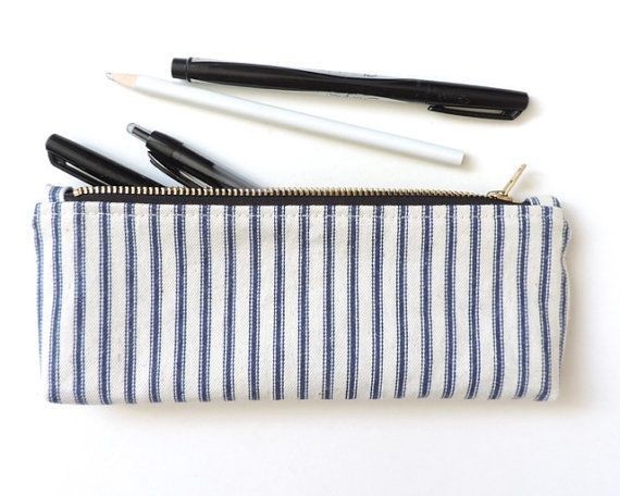 Ticking Stripe Pencil Case