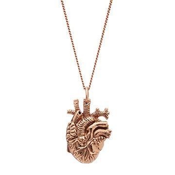 Tiny Rose Gold Anatomical Heart Pendant
