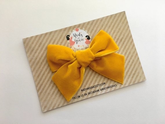 Velvet Handtied Emmy Bow Headband/Hair Clip