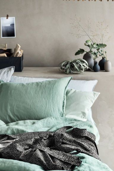 Washed Linen Pillowcase - Dusky green
