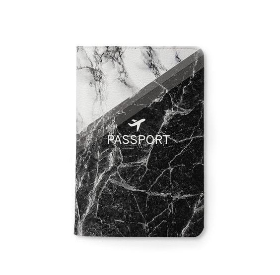White & Black Marble Passport Holder