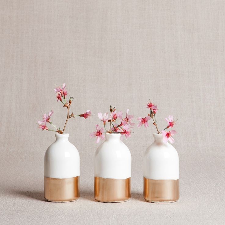 White + Gold Minimalist Bud Vases