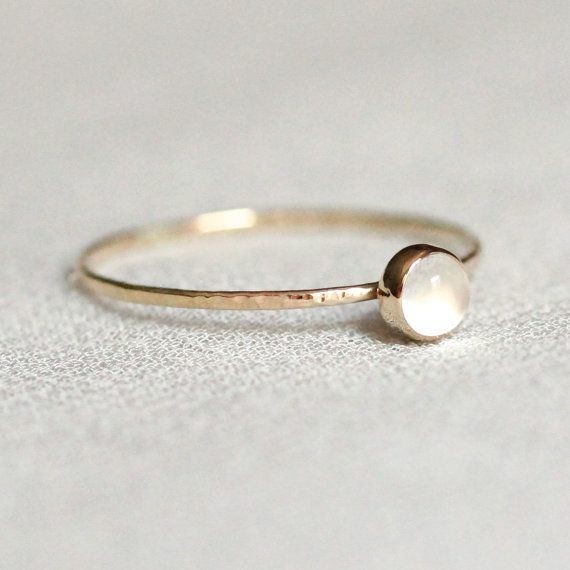 White Moonstone Stacking Ring