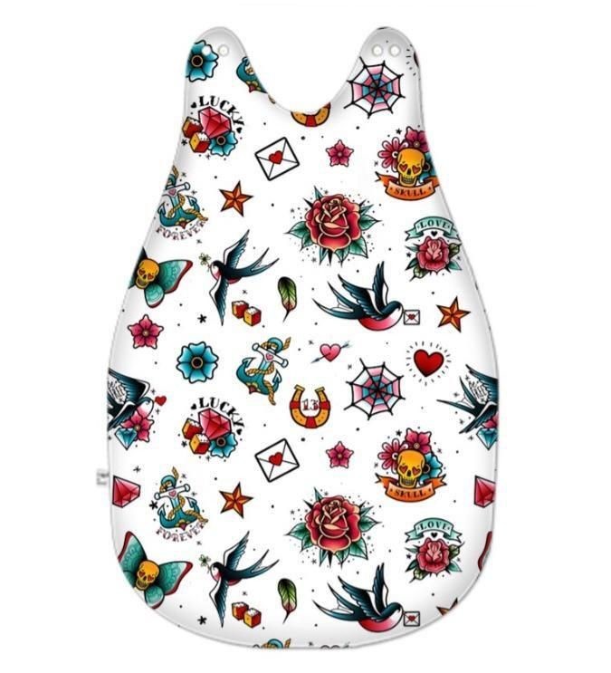 White Retro Tattoo Baby Sleeping Bag