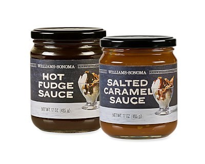Williams Sonoma Hot Fudge & Caramel Sauce Set