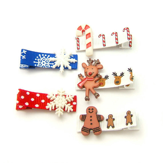 Winter Hair Clips Set