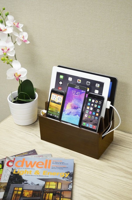 Wood Charging Stand and Device Organizer
