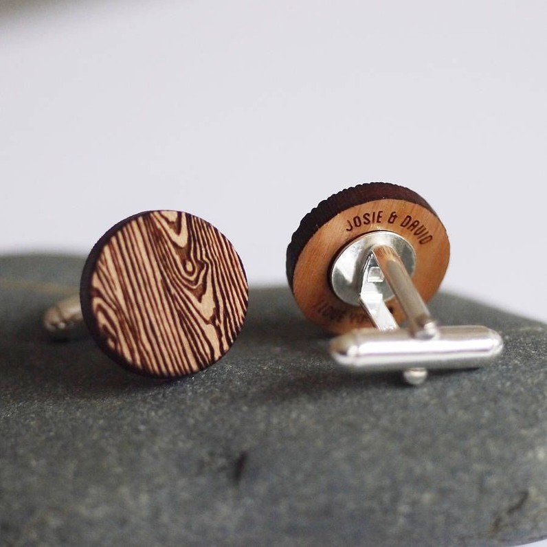 Wood Grain Secret Message Cufflinks