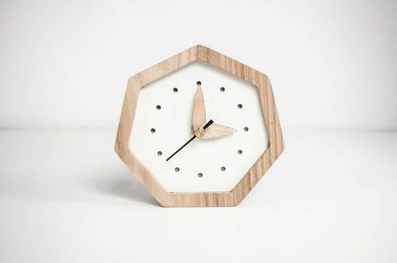 Wooden Clock, Wood Clock, Desk Clock, Rustic Clock, Small Clock, Desk Accessories, Office Desk Accessories, Boyfriend Birthday Gift
