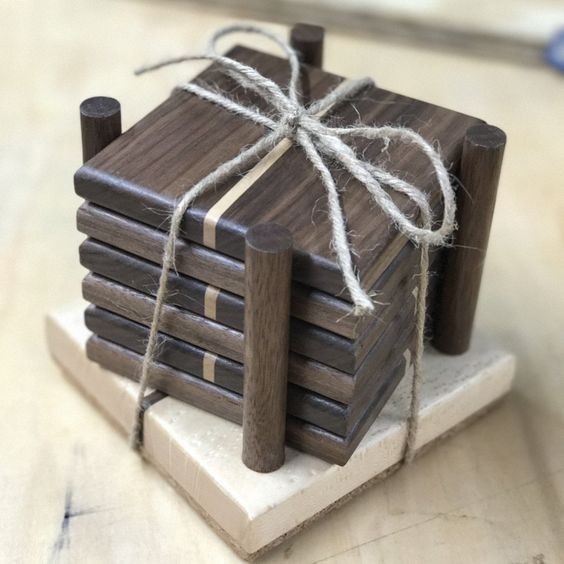 Wooden Coasters with Holder