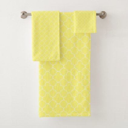 Yellow Quatrefoil Bath Towel Set